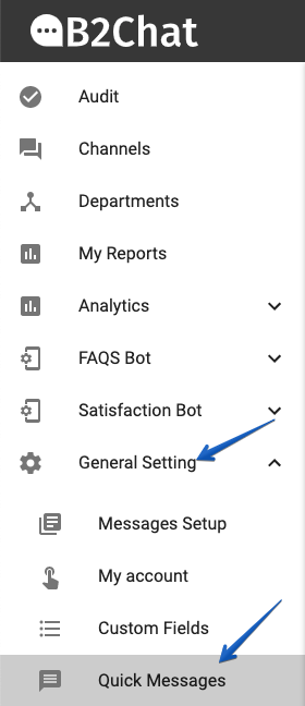 Quick Message Menu How to manage my quick messages